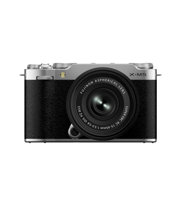 دوربین بدون‌آینه فوجی‌فیلم رنگ نقره‌ای مدل FUJIFILM X-M5 به همراه لنز XC 15-45mm f/3.5-5.6 OIS PZ