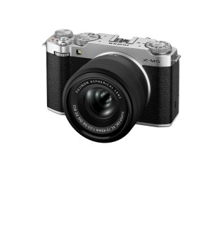 دوربین بدون‌آینه فوجی‌فیلم رنگ نقره‌ای مدل FUJIFILM X-M5 به همراه لنز XC 15-45mm f/3.5-5.6 OIS PZ