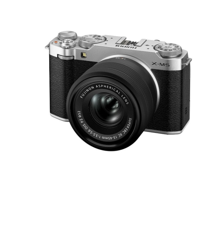 دوربین بدون‌آینه فوجی‌فیلم رنگ نقره‌ای مدل FUJIFILM X-M5 به همراه لنز XC 15-45mm f/3.5-5.6 OIS PZ