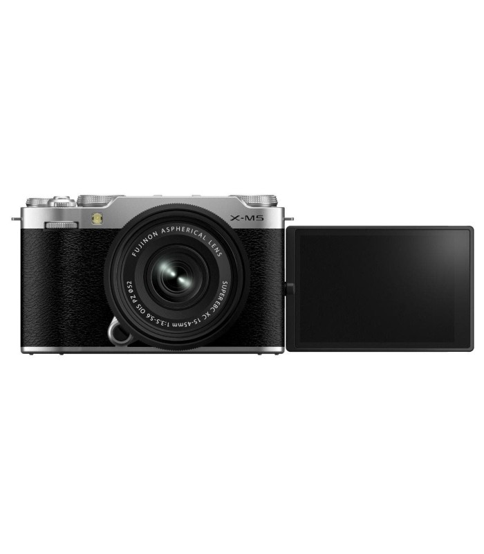 دوربین بدون‌آینه فوجی‌فیلم رنگ نقره‌ای مدل FUJIFILM X-M5 به همراه لنز XC 15-45mm f/3.5-5.6 OIS PZ