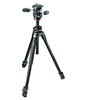 Manfrotto 290 DUAL Alu 3 Tripod w 90°column and 3W Head Kit - MK290DUA3-3W