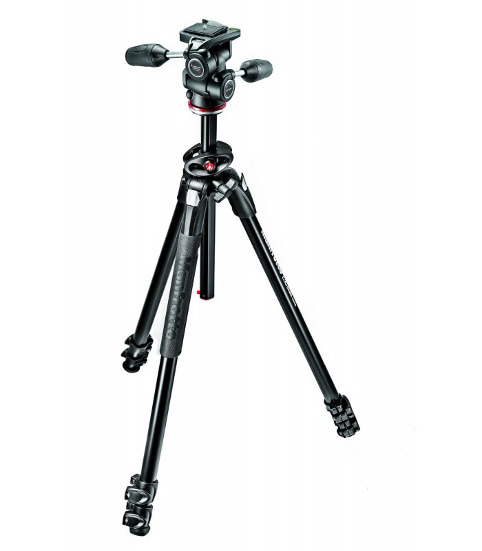 Manfrotto 290 DUAL Alu 3 Tripod w 90°column and 3W Head Kit - MK290DUA3-3W