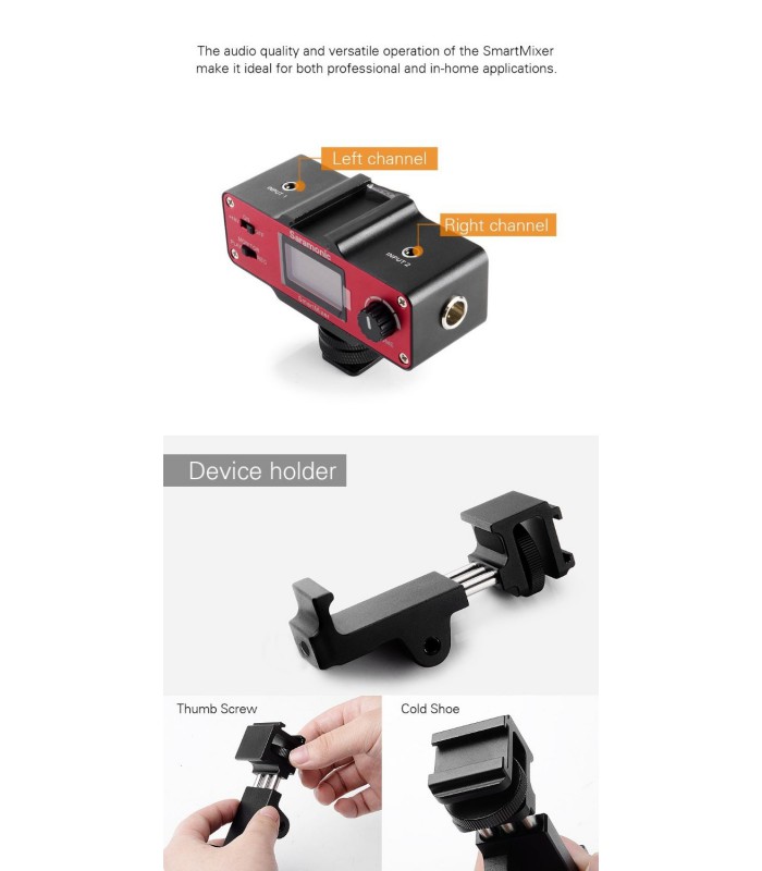 Saramonic SmartMixer Professional Recording Stereo Microphone Rig for iPhone and Android Smartphones