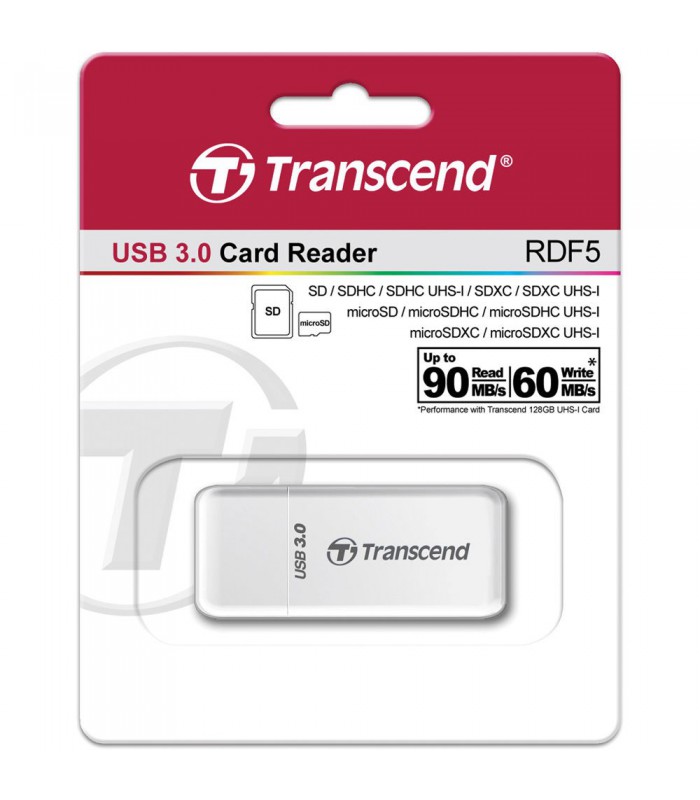 Transcend RDF5 USB 3.0 SDHC SDXC microSDHCSDXC Memory Card Reader - TS-RDF5W