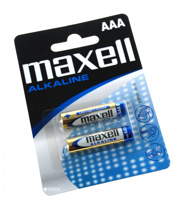 Maxell Alkaline Battery, AAA, Blister pack of 2