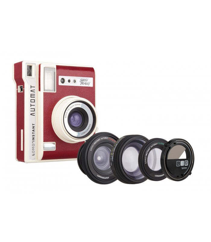 دوربین چاپ سریع Lomo مدل Automat طرح South Beach Red  و کیت سه‌تایی لنز
