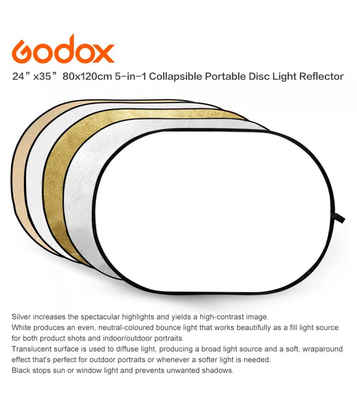 رفلکتور ۵ کاره Godox سایز ۸۰x۱۲۰ سانتیمتر