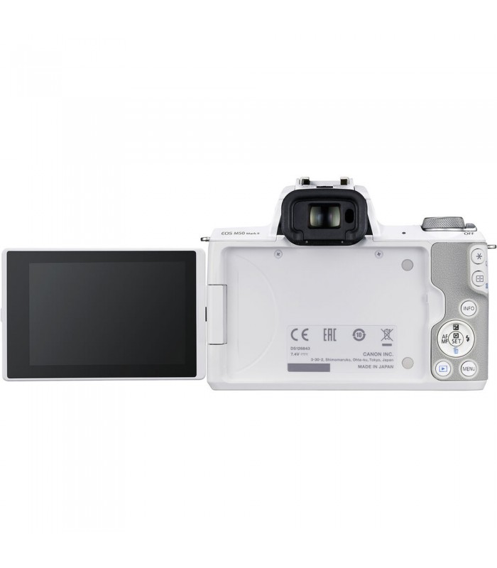 دوربین دیجیتال بدون آینه کانن مدل EOS M50 Mark II همراه با لنز EF-M 15-45mm رنگ سفید