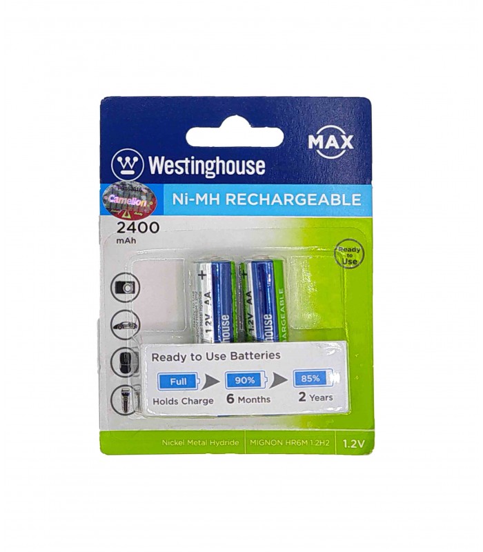 باتری قابل شارژ قلمی AA وستینگ‌هاوس مدل Westinghouse Pre-Charged 2400mAh 1.2V Ni-Mh
