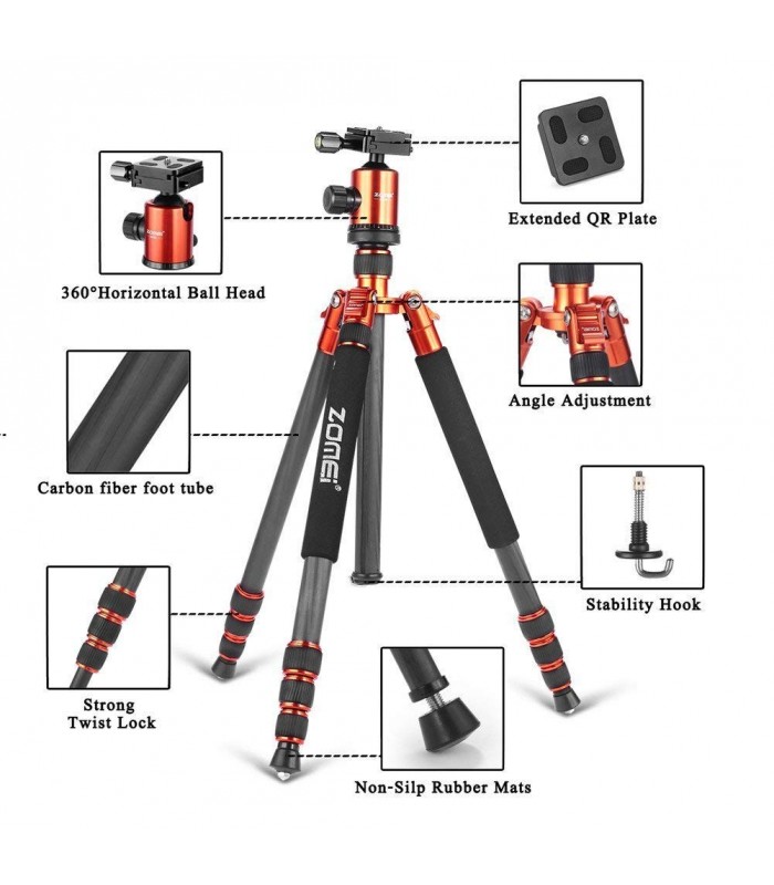 سه پایه فیبر کربنی زومی مدل ZOMEI Z818C