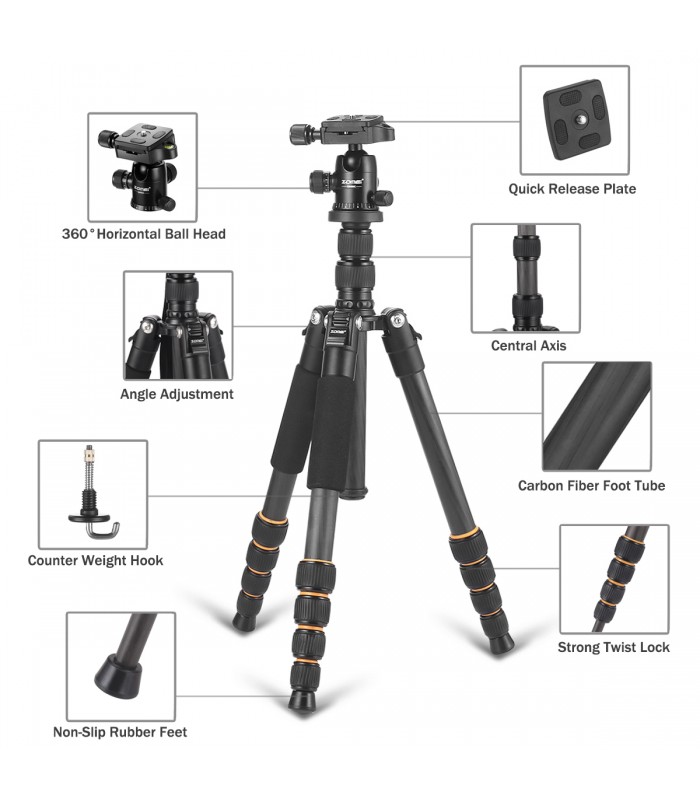 سه پایه فیبر کربنی زومی مدل ZOMEI Q666C