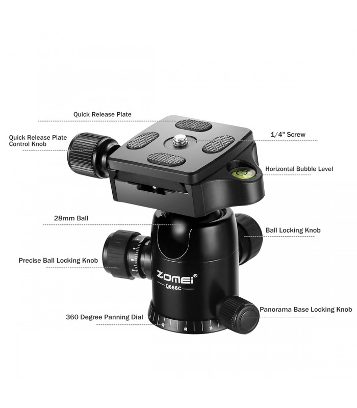 سه پایه فیبر کربنی زومی مدل ZOMEI Q666C