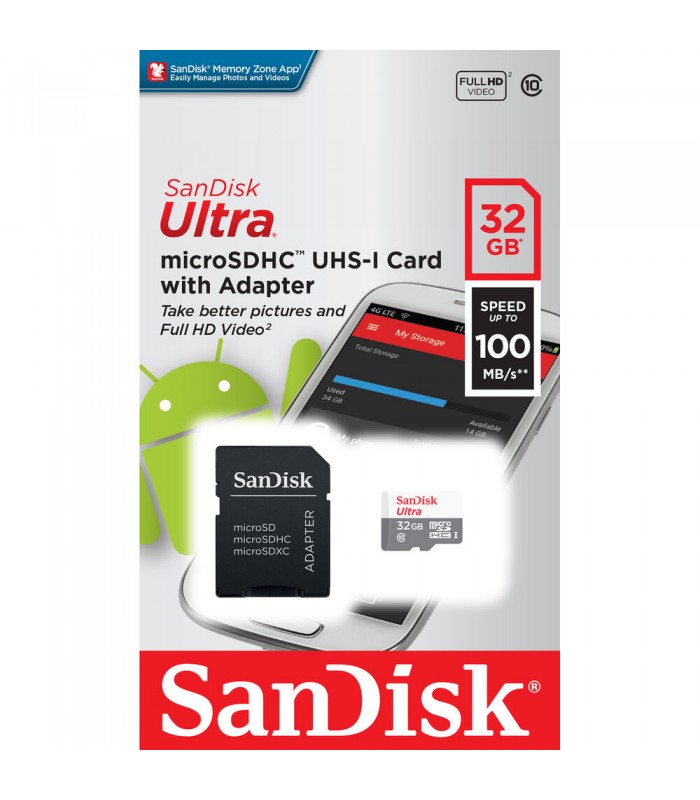 کارت حافظه سن‌دیسک مدل SanDisk 32GB Ultra microSDXC UHS-I 100mb/s