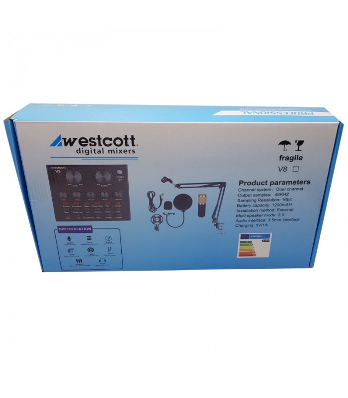 میکروفون کندانسر وسکات مدل BM800 به‌همراه کارت صدا مدل V8