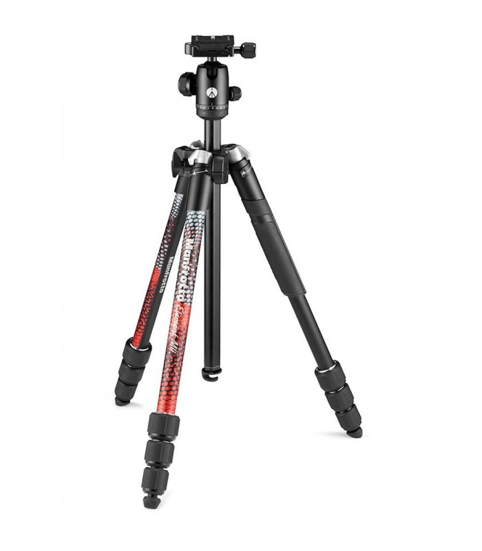 سه‌پایه آلومینیمی مانفروتو مدل Manfrotto Element MII به همراه بال هد رنگ قرمز