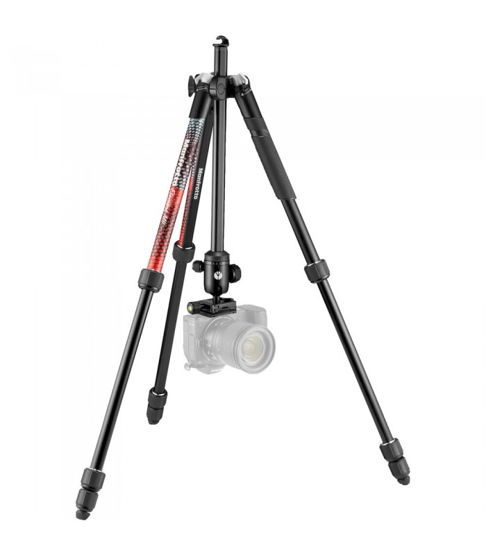 سه‌پایه آلومینیمی مانفروتو مدل Manfrotto Element MII به همراه بال هد رنگ قرمز