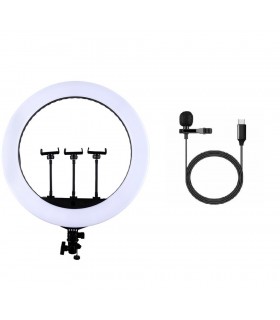 رینگ لایت ۱۸ اینچی جی ماری مدل FM-18R همراه با میکروفون یقه‌ای Jmary MC-R2
