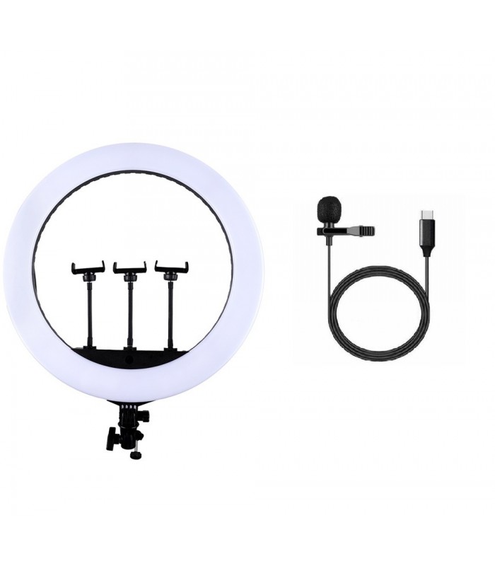 رینگ لایت ۱۸ اینچی جی ماری مدل FM-18R همراه با میکروفون یقه‌ای Jmary MC-R2