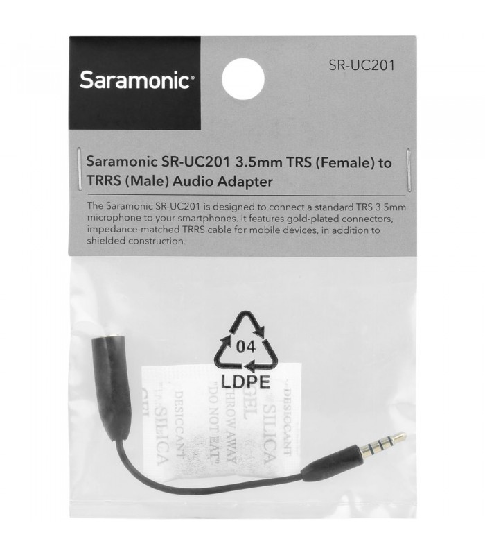 کابل تبدیل جک ۳.۵ میلی‌متری TRS به ۳.۵ میلی‌متری TRRS سارامونیک مدل Saramonic SR-UC201