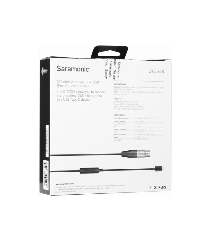 کابل مبدل میکروفون XLR به USB Type-C سارامونیک مدل UTC-XLR