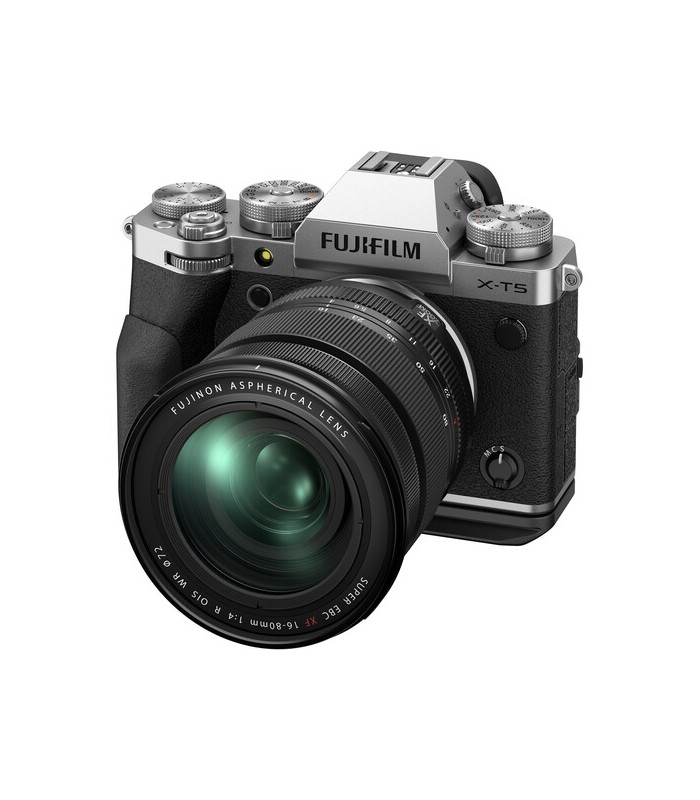 دوربین بدون آینه فوجی فیلم مدل Fujifilm X-T5 رنگ نقره‌ای همراه با لنز XF 16-80mm