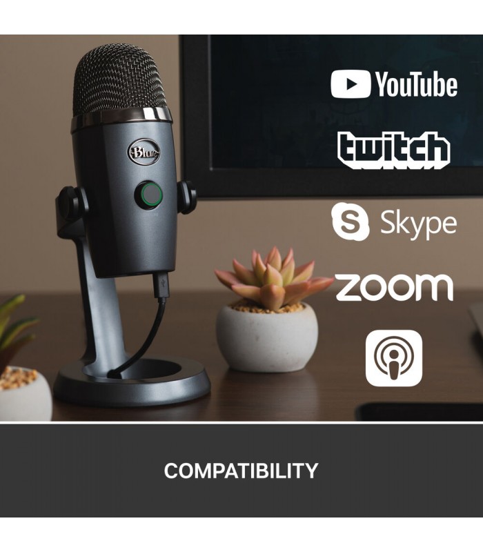 میکروفون کاندنسر مولتی پترن بلو مدل Blue Yeti Nano رنگ خاکستری