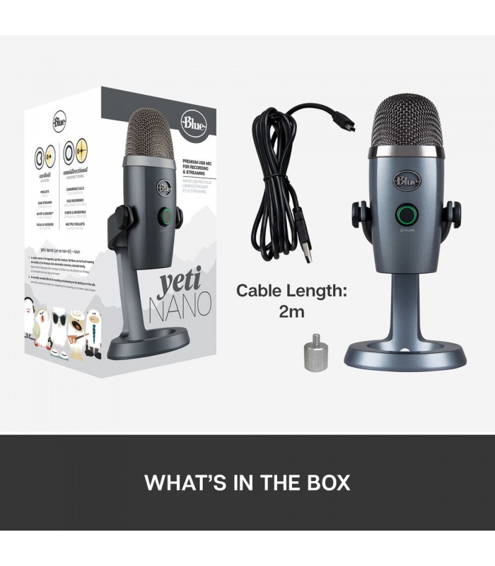 میکروفون کاندنسر مولتی پترن بلو مدل Blue Yeti Nano رنگ خاکستری