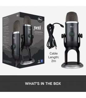 میکروفون کاندنسر مولتی پترن بلو مدل Blue Yeti X رنگ خاکستری تیره
