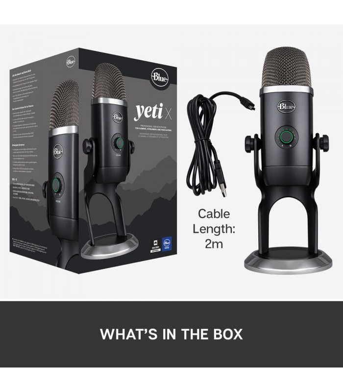 میکروفون کاندنسر مولتی پترن بلو مدل Blue Yeti X رنگ خاکستری تیره