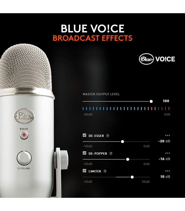 میکروفون کاندنسر مولتی پترن بلو مدل Blue Yeti رنگ نقره‌ای