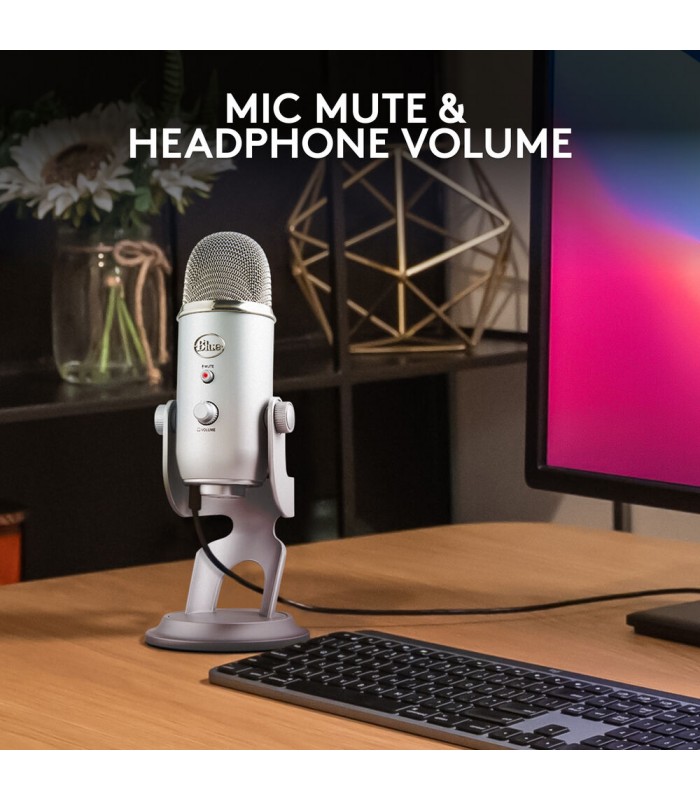 میکروفون کاندنسر مولتی پترن بلو مدل Blue Yeti رنگ نقره‌ای