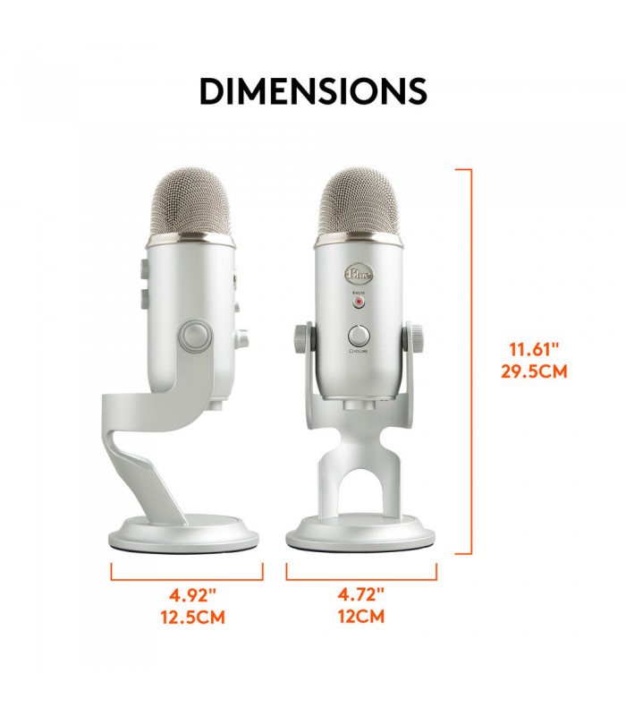 میکروفون کاندنسر مولتی پترن بلو مدل Blue Yeti رنگ نقره‌ای