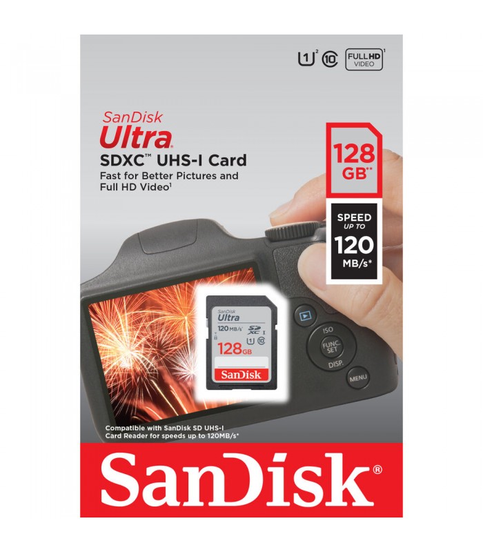 کارت حافظه ۱۲۸ گیگابایتی سن‌دیسک مدل SanDisk Ultra SDXC UHS-I - 120 MB/s