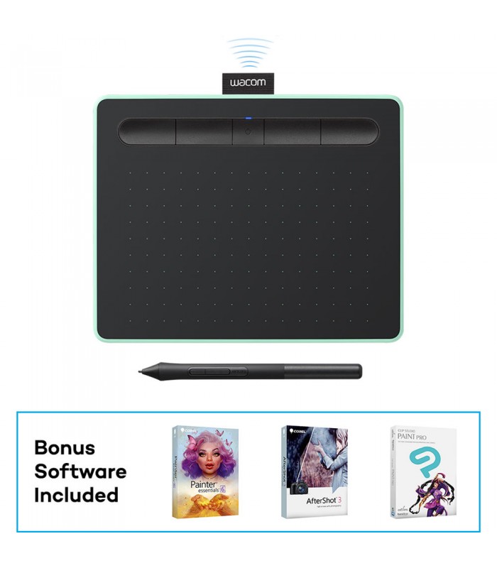 قلم نوری Wacom مدل Intuos Bluetooth - Small - CTL-4100WLE-N - رنگ سبز مغز پستهای