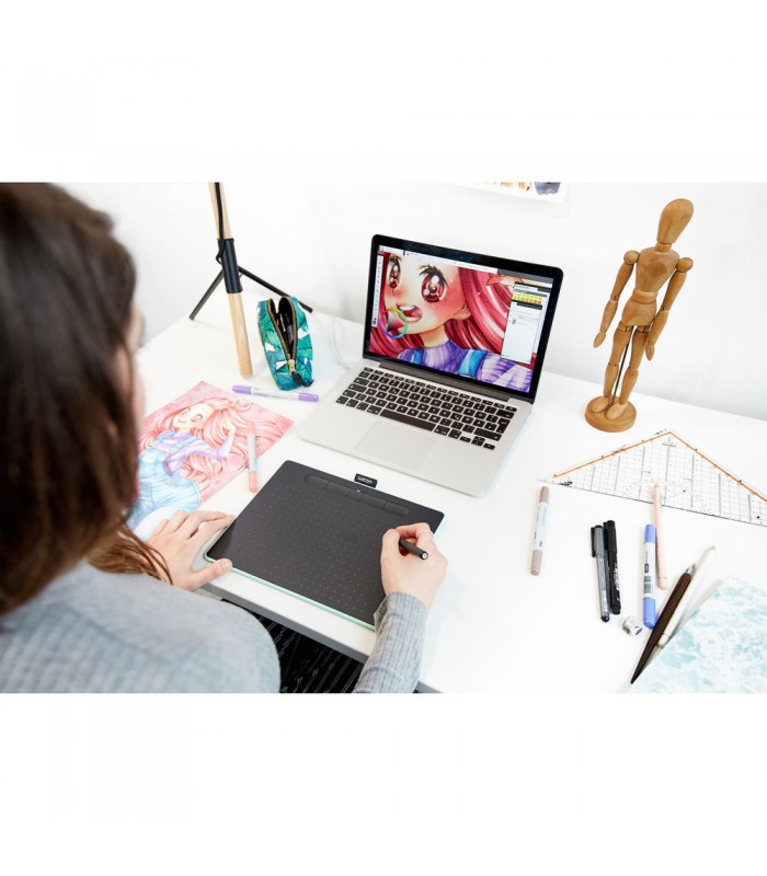 قلم نوری Wacom مدل Intuos Medium Bluetooth - CTL-6100WLKE-N رنگ سبز مغز پستهای