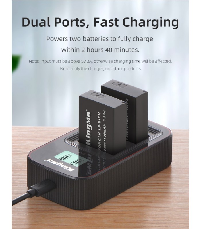 شارژر باتری Kingma مناسب برای شارژ دو باتری LP-E17