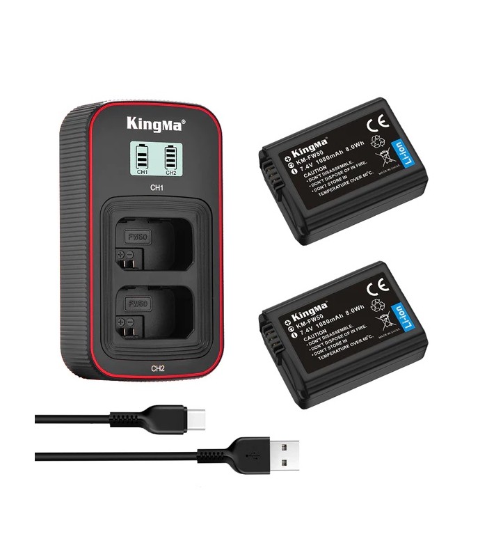 شارژر باتری Kingma مناسب برای شارژ دو باتری NP-FW50