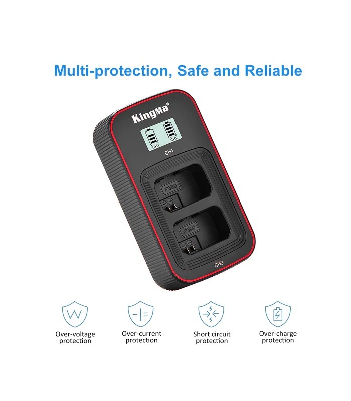 شارژر باتری Kingma مناسب برای شارژ دو باتری NP-FW50