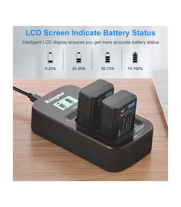 شارژر باتری Kingma مناسب برای شارژ دو باتری NP-FW50