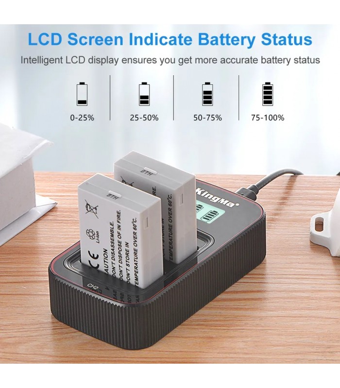 شارژر باتری Kingma مناسب برای شارژ دو باتری LP-E8