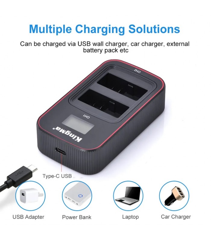 شارژر باتری Kingma مناسب برای شارژ دو باتری LP-E8