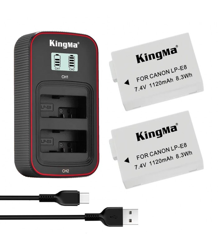 شارژر باتری Kingma مناسب برای شارژ دو باتری LP-E8