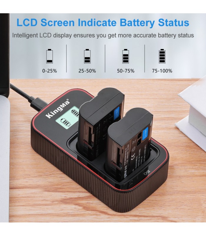 شارژر باتری Kingma مناسب برای شارژ دو باتری EN-EL15