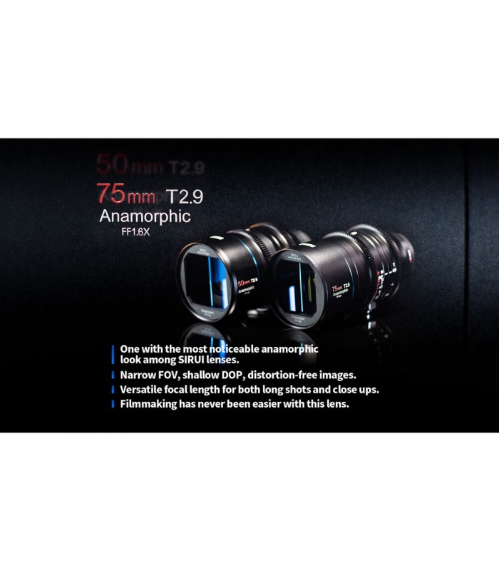 لنز Sirui 75mm T2.9 Full Frame 1.6x Anamorphic مانت E سونی