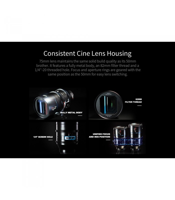 لنز Sirui 75mm T2.9 Full Frame 1.6x Anamorphic مانت E سونی